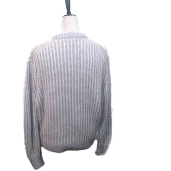 Elizabeth and James Soft Blue/White Stripe Thick Plaited Sweater Size Medium - Picture 4 of 4